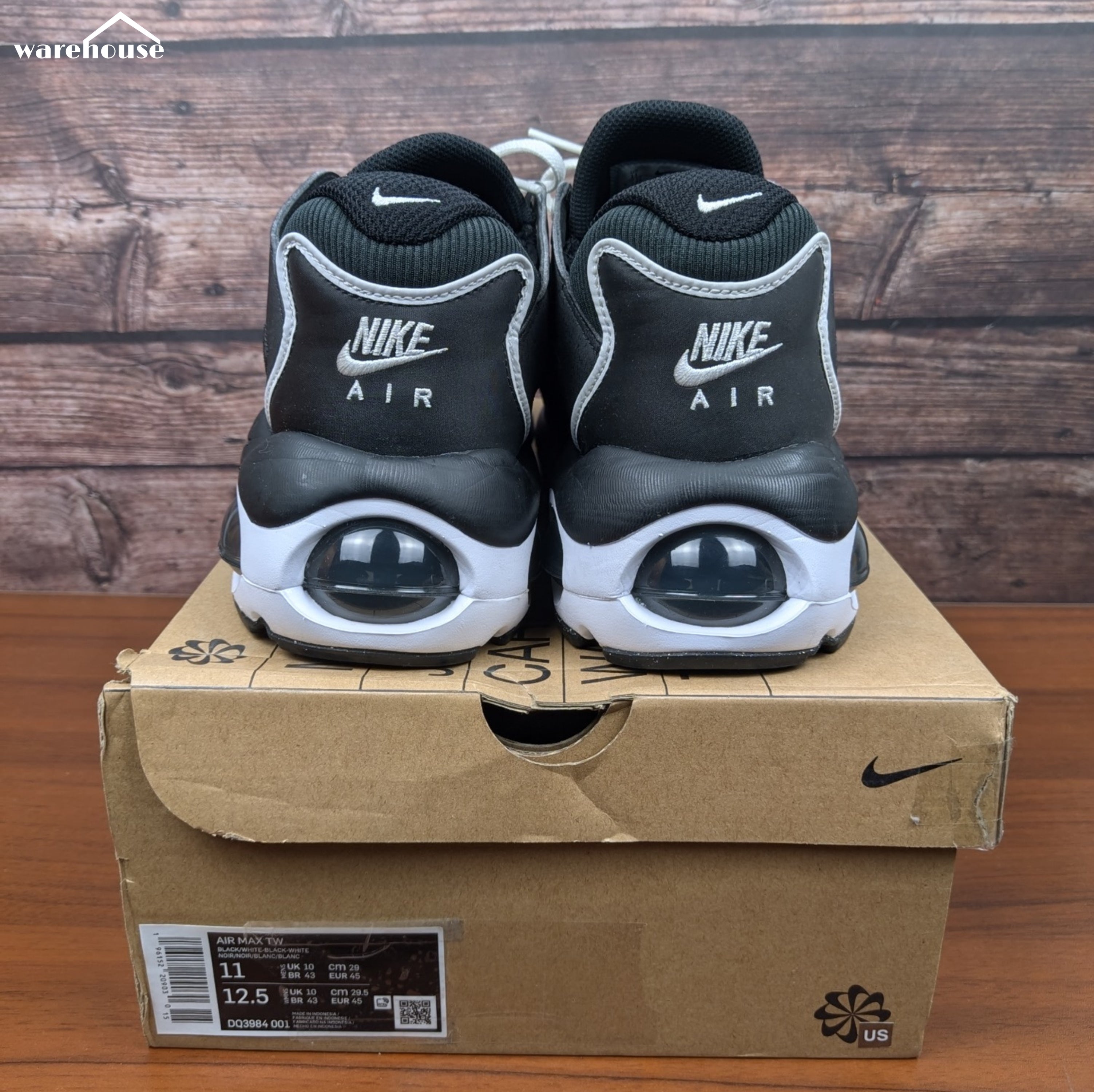 Nike Air Max TW "Black White" - US11 قياس 45
