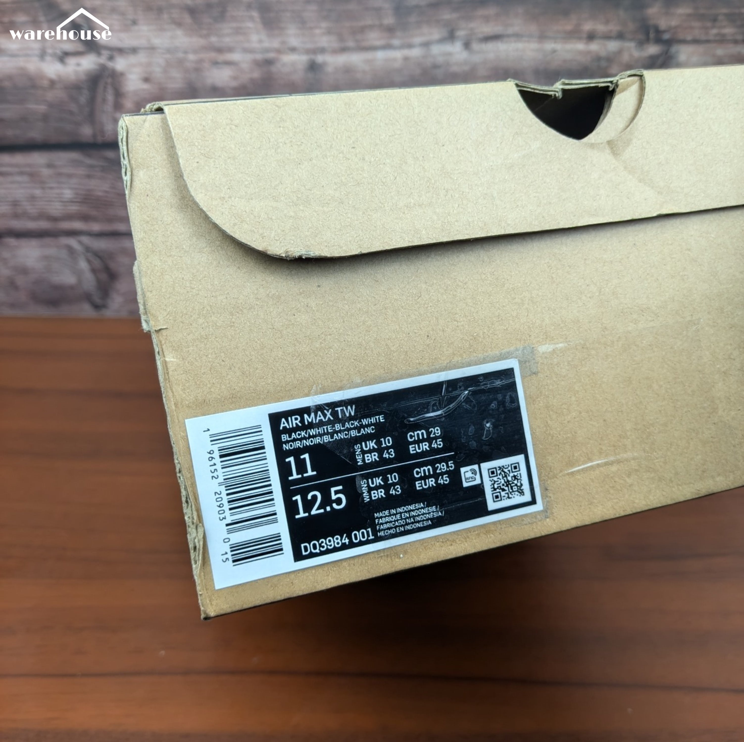 Nike Air Max TW "Black White" - US11 قياس 45